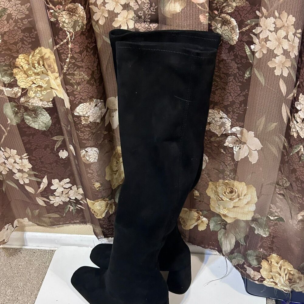 Sam Edleman Cosette Over Knee Boots Womens 9 M Brown Faux Suede Block Heel